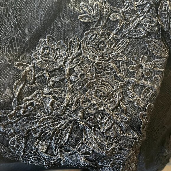 ZINNIA ELEGANS Heavy Black Lace Cropped Built in Bra Top Prom Ball Formal -NWT - Picture 12 of 13
